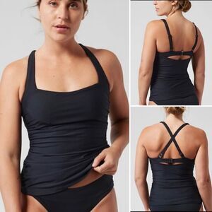 ATHLETA Square Neck Bra CupTankini Top, Black, Size 32B/C Tall NWT $74 531213